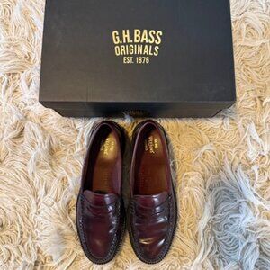 Original Classic GH Bass Weejuns Burgundy Penny Loafers Womens US 9